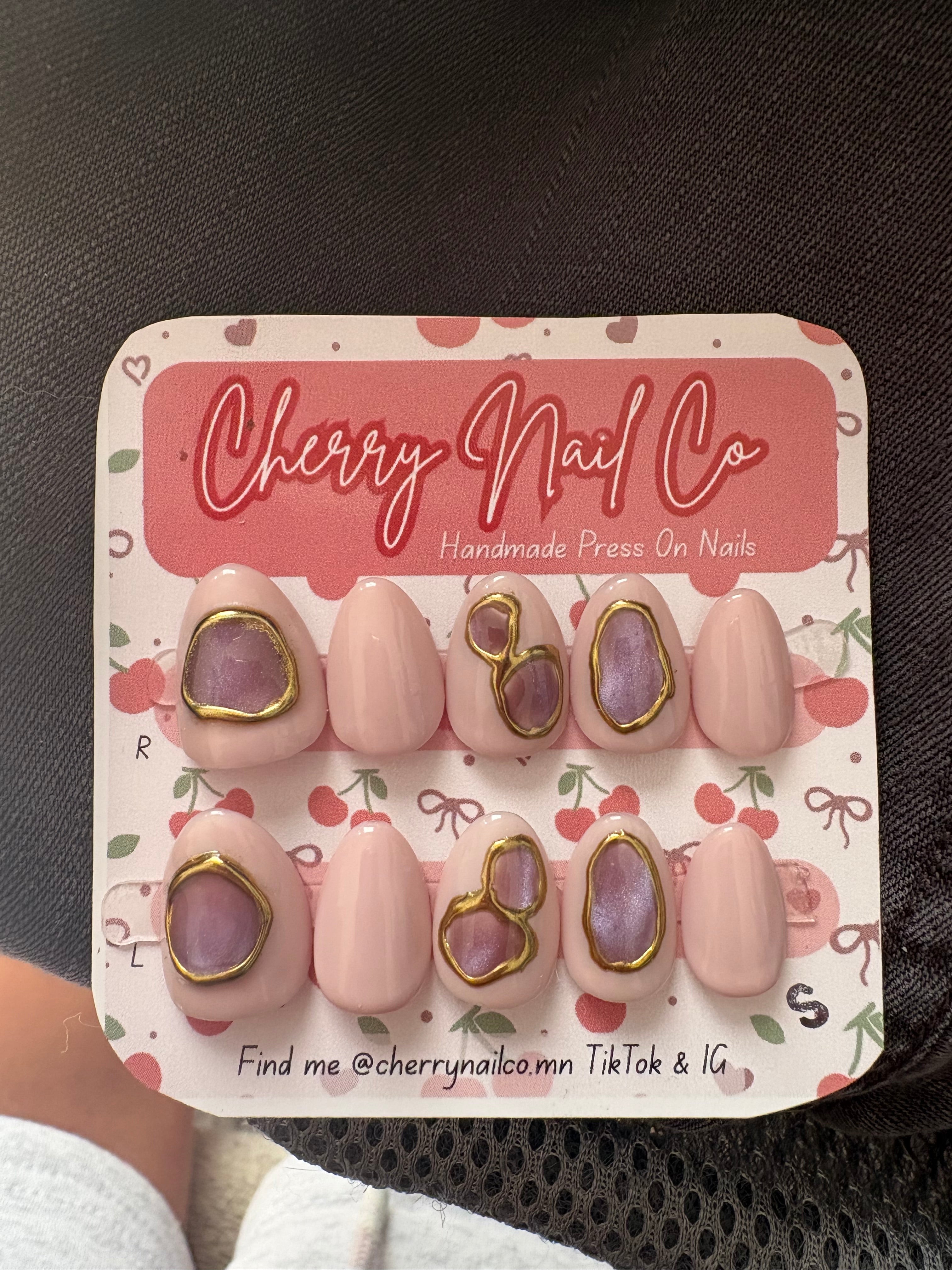 Purple Gemstone Nails with Cateye